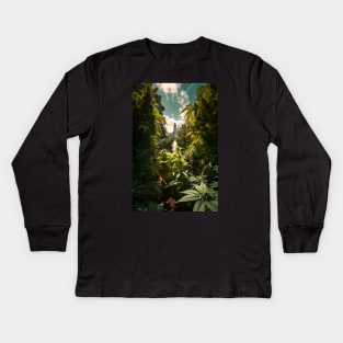 Space Shuttle In A Weed Garden Kids Long Sleeve T-Shirt